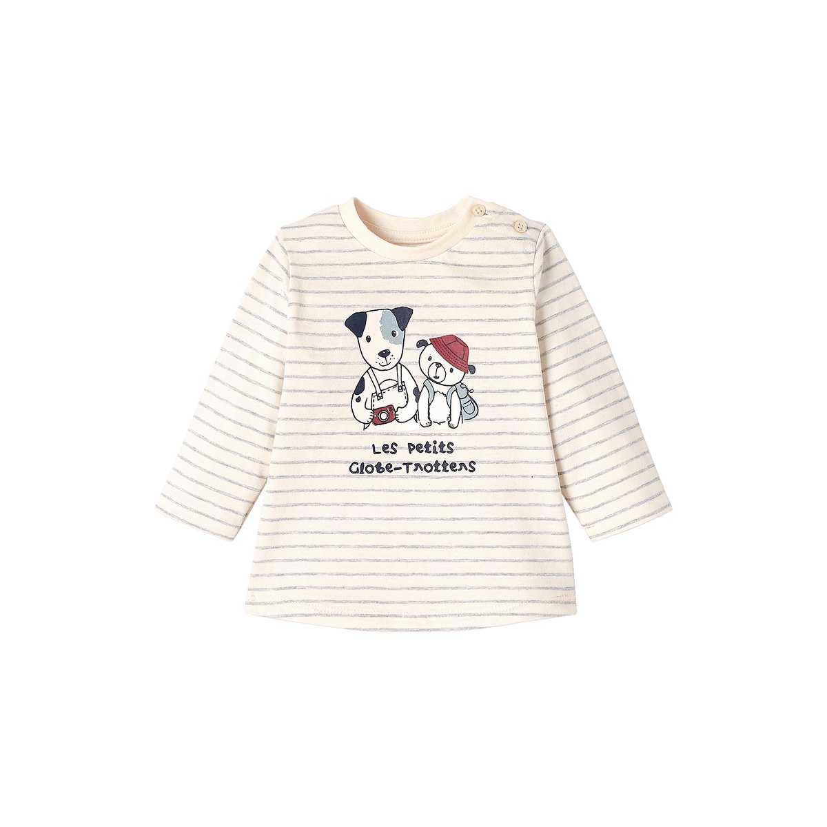 Ensemble bébé tee-shirt et pantalon en molleton rayé / caramel, VERTBAUDET