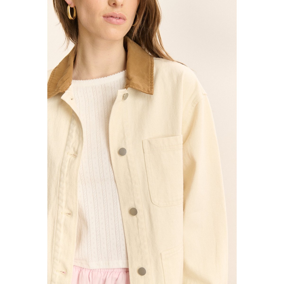 Veste courte workwear CLEO ecru, GARANCE PARIS 