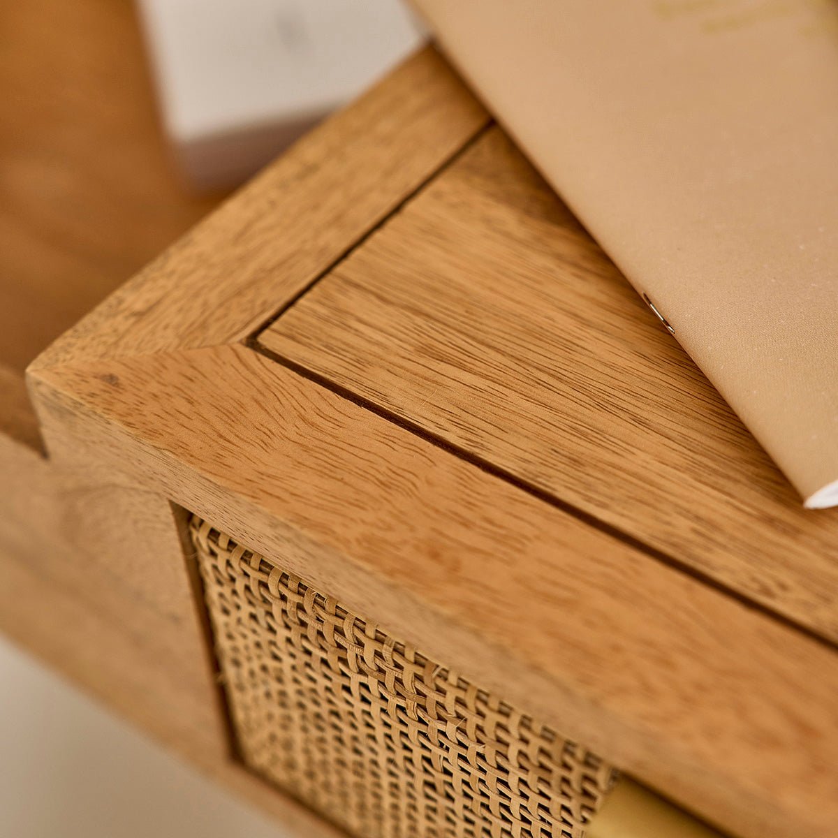 Bureau en bois de manguier et cannage 90 cm  FELICIE naturel, BERAH GETAH