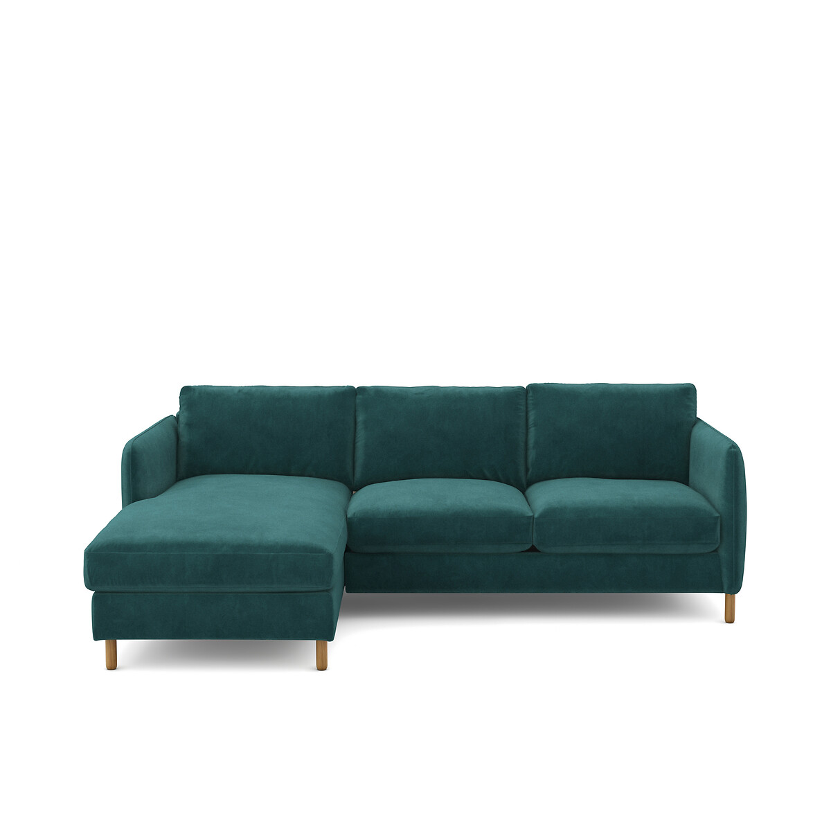 Canapé d'angle gauche, convertible, 4 places, en velours, LOMÉO emeraude, LA REDOUTE INTERIEURS