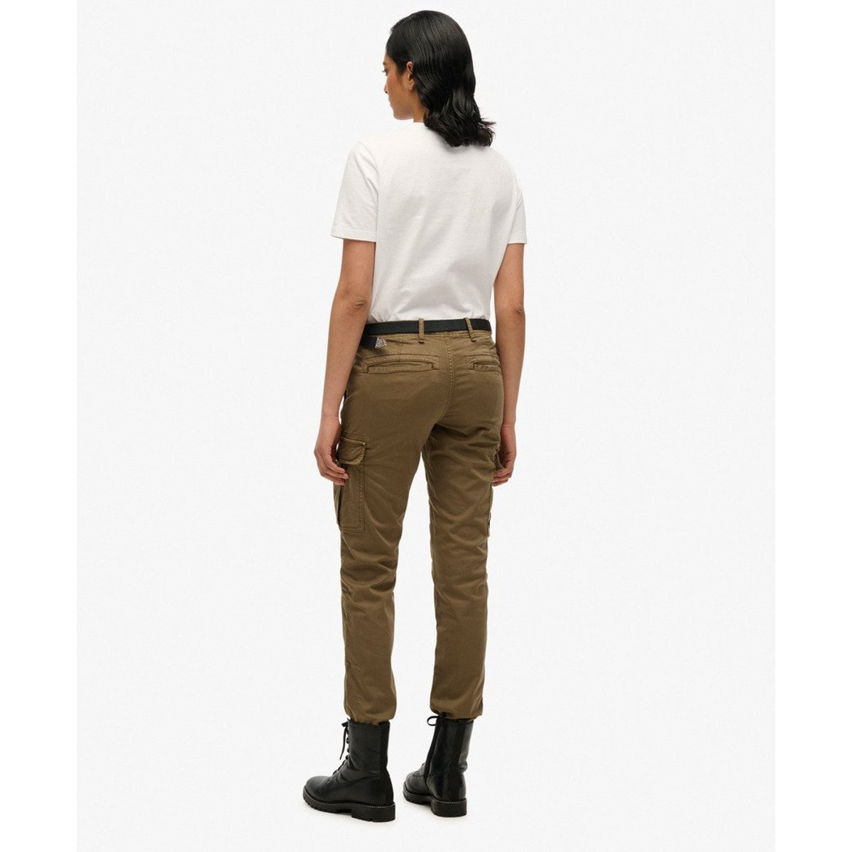 Pantalon cargo slim à taille mi-haute kaki, SUPERDRY