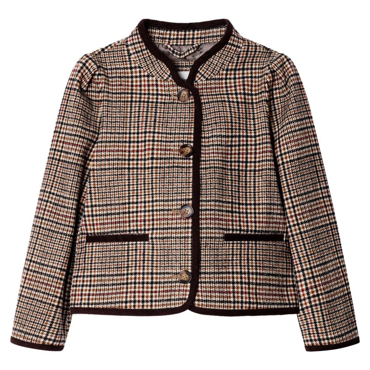 Veste À Carreaux À Col Mao brun terre, PEPE JEANS