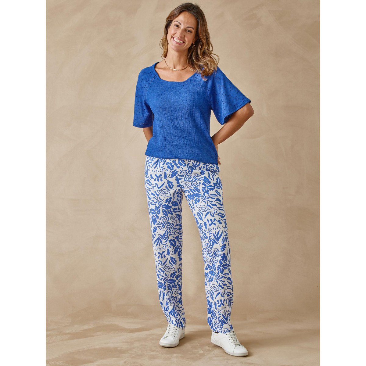 Tee-shirt manches volantées bleu dur, DAXON
