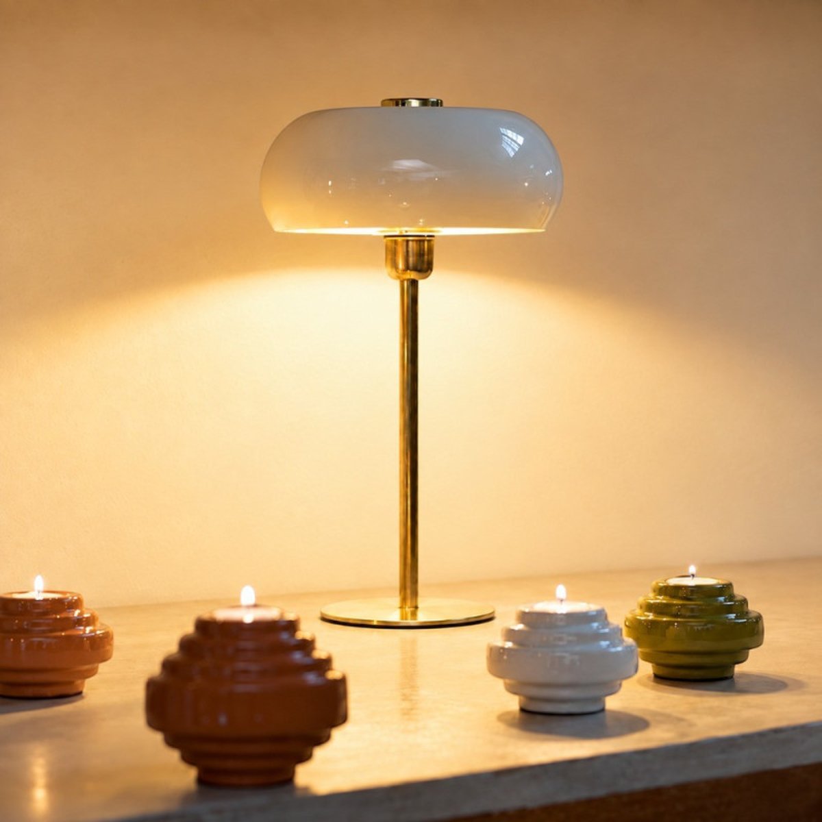 Grande lampe à poser crème et doré Surin écru, MILLUMINE