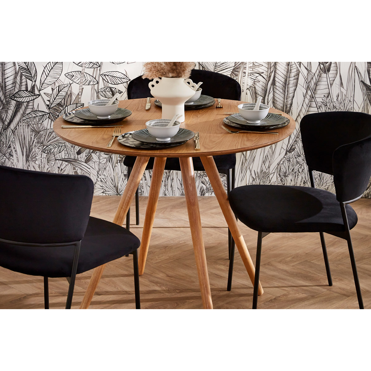 Table à manger design ronde fixe D90 ARTIK naturel, MILIBOO