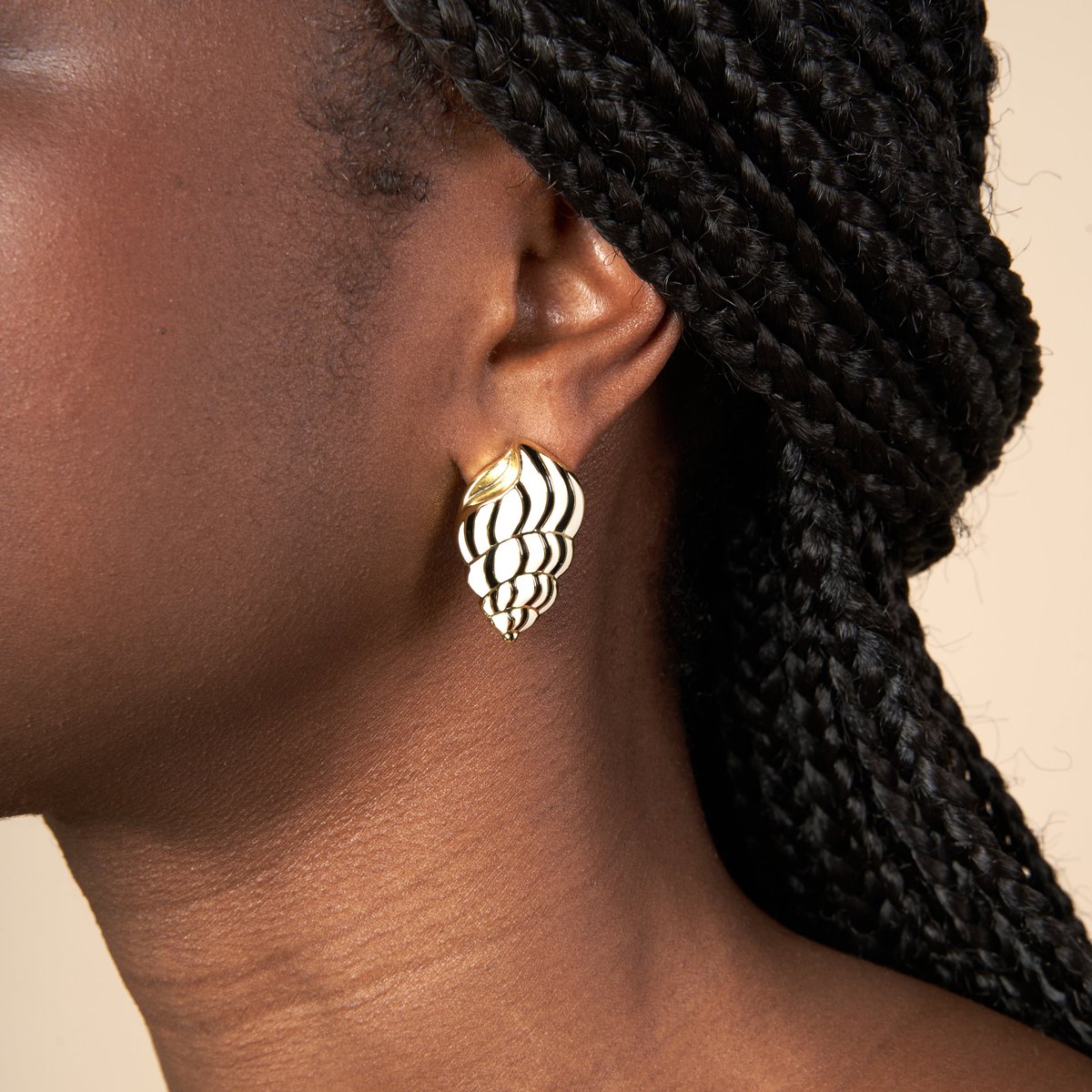 Boucles d'oreilles Coquillage Métal blanc et noir, COUCOU SUZETTE