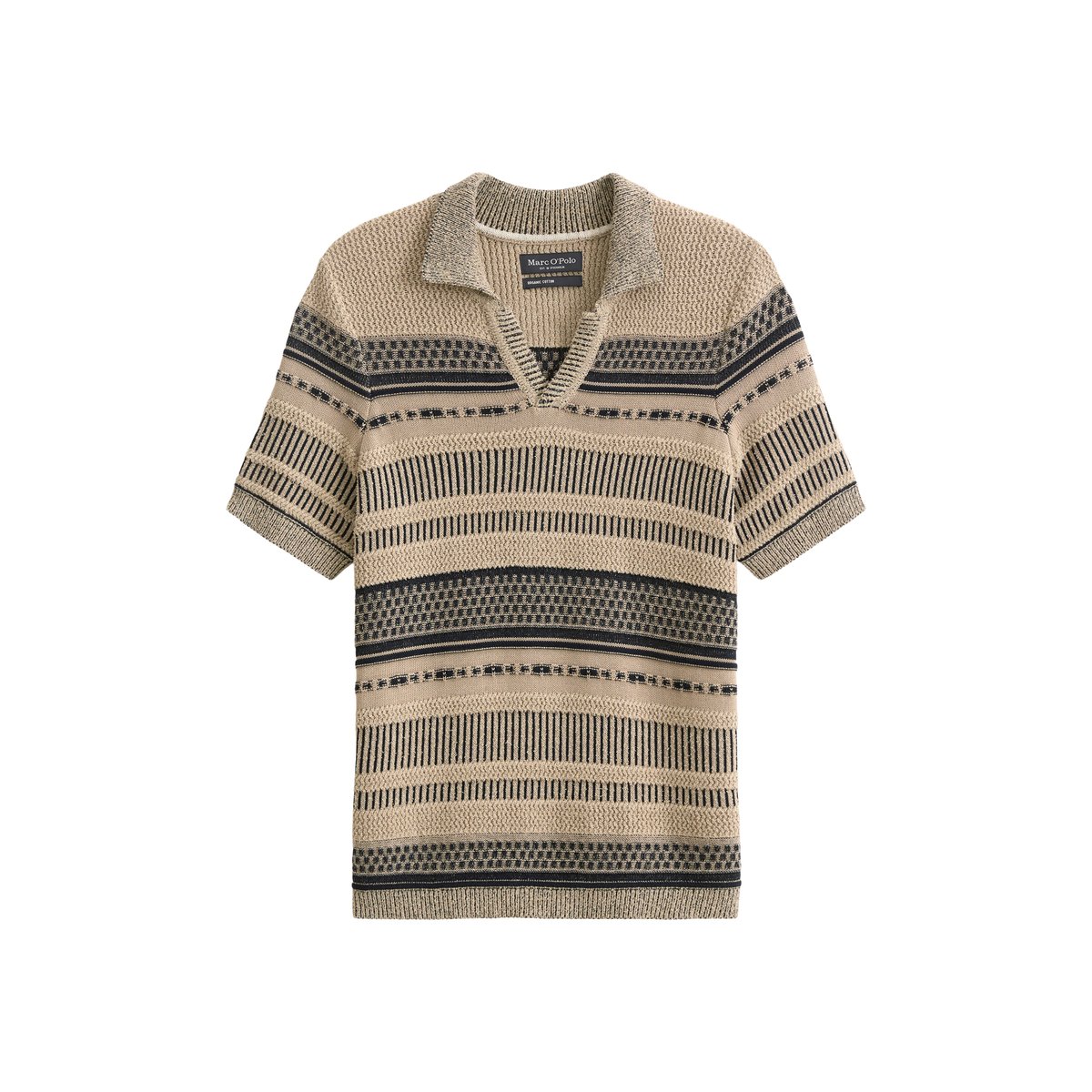 Pull à manches courtes regular avec mélange de structures beige, MARC O'POLO