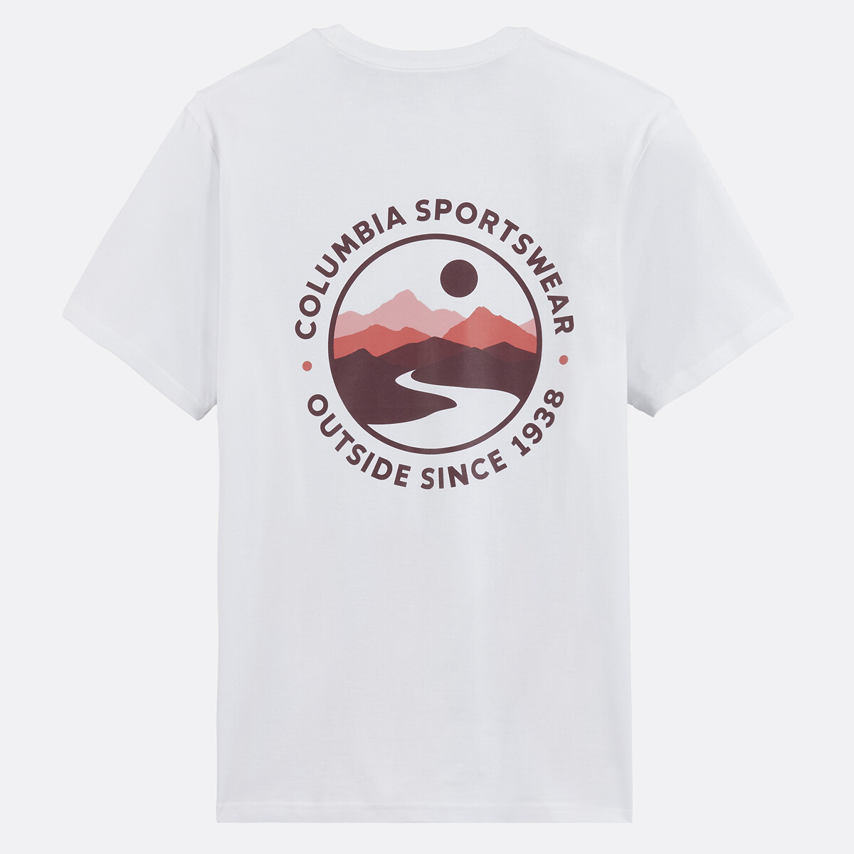 Camiseta de manga corta con estampado en la espalda blanco, COLUMBIA