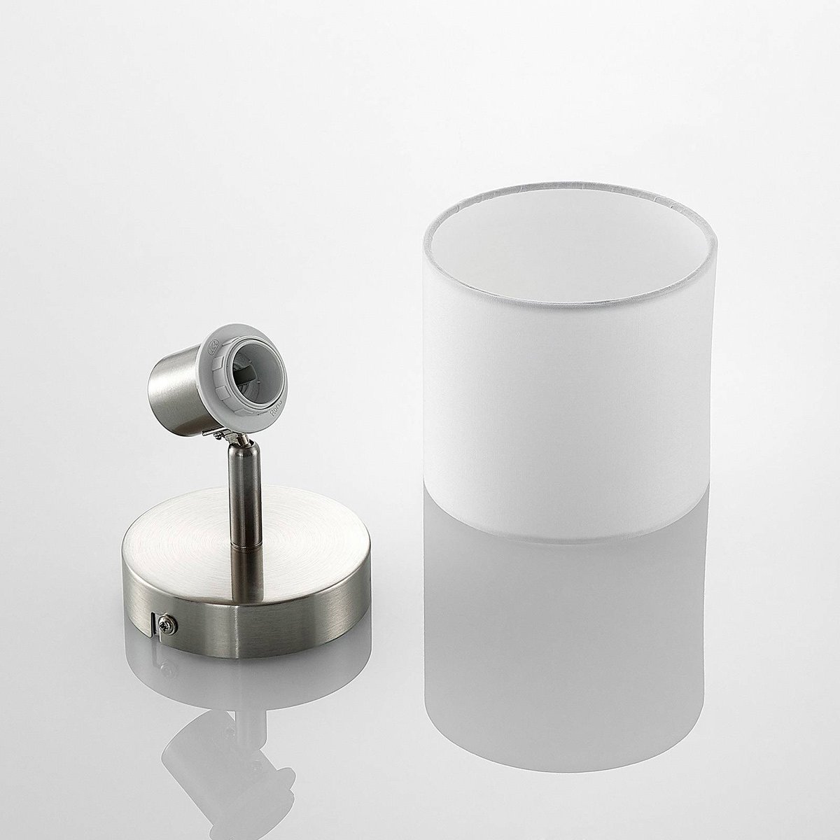 Applique en métal moderne, Stannis nickel mat, blanc, LINDBY