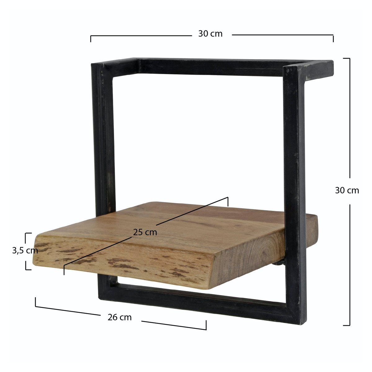 Etagère murale moderne bois et métal 30 cm MELBOURNE bois naturel, PIER IMPORT