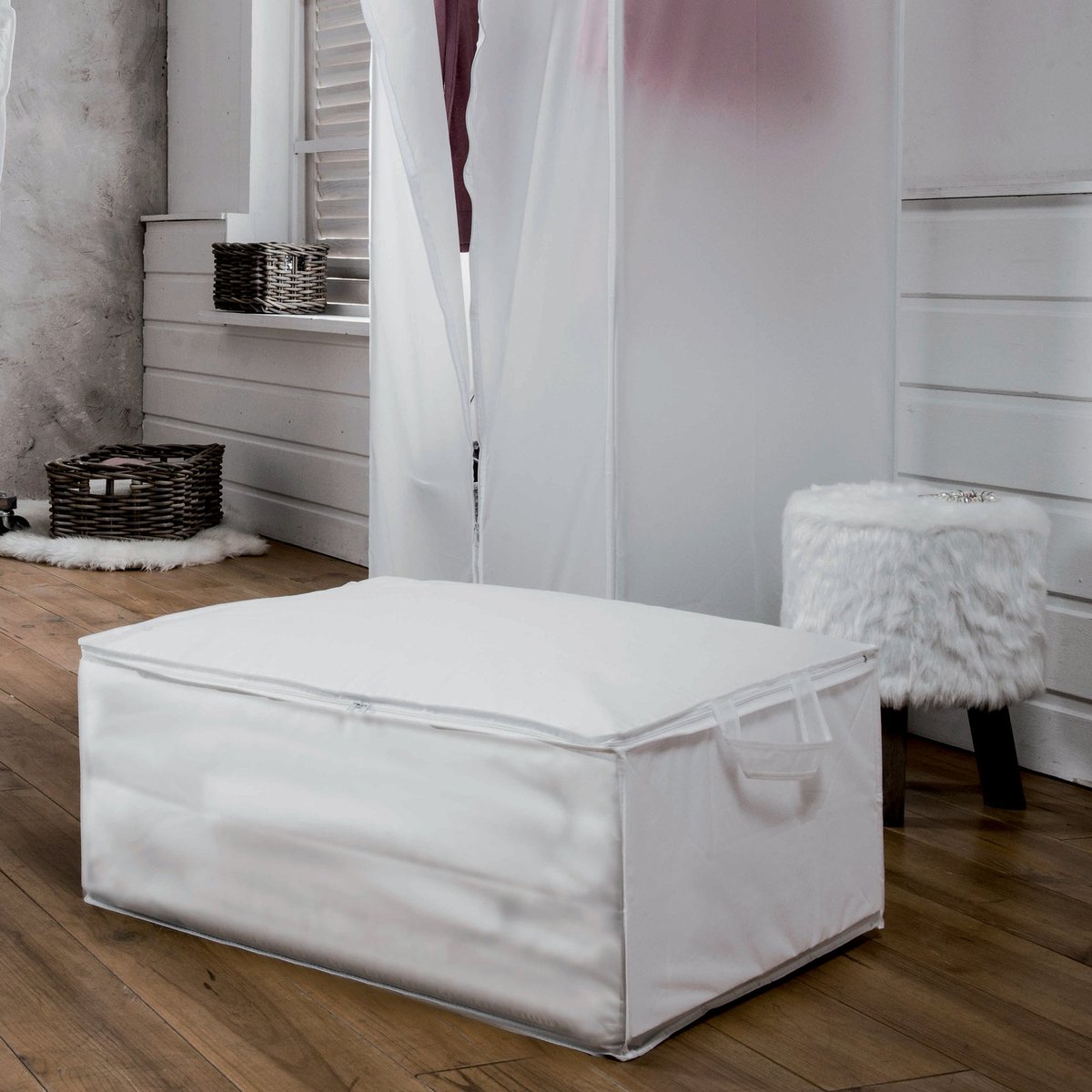 Housse de rangement pour couette Milky blanche transparent, COMPACTOR