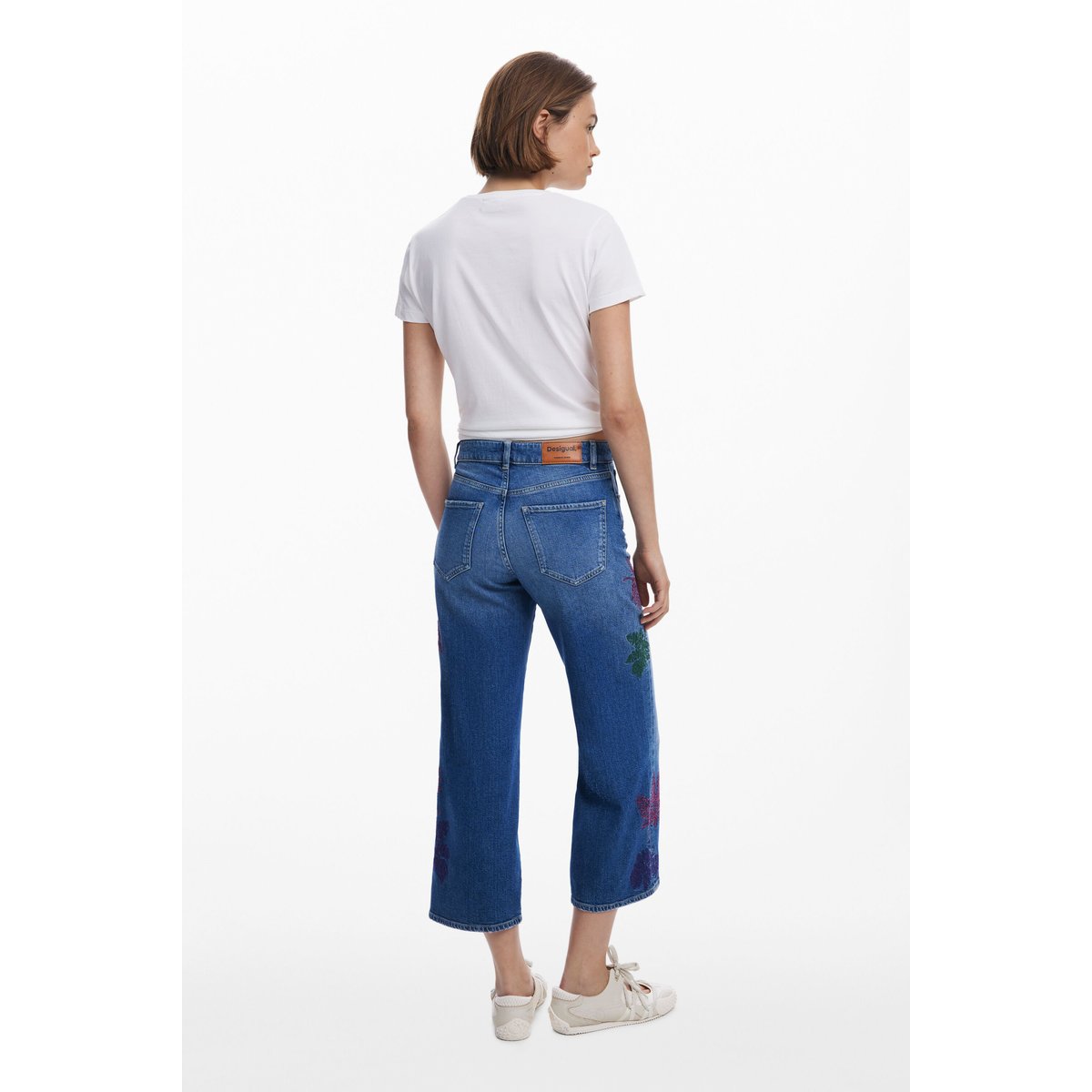 Jean culotte brodé bleu clair, DESIGUAL