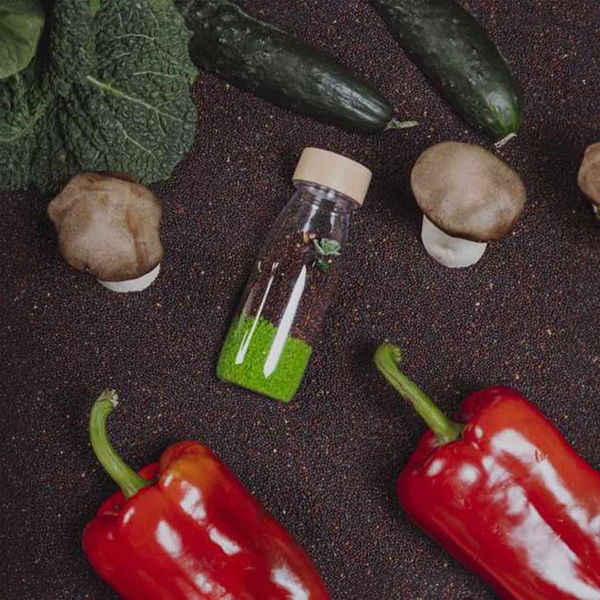 Bouteille sensorielle Légumes multicolore, PETIT BOUM