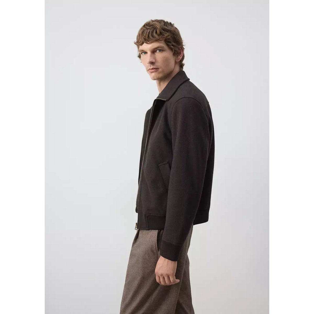 Veste col cheminée à poches café, MANGO MAN