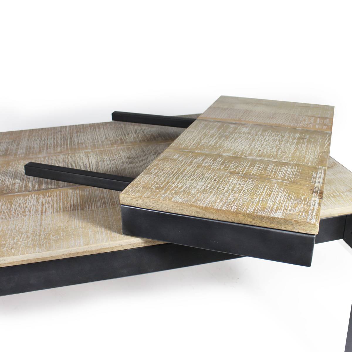 Table à manger en métal rectangle LOCKER bois clair, MADE IN MEUBLES 