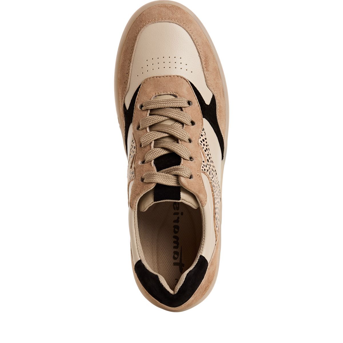 Basket à lacets beige beige combiné, TAMARIS