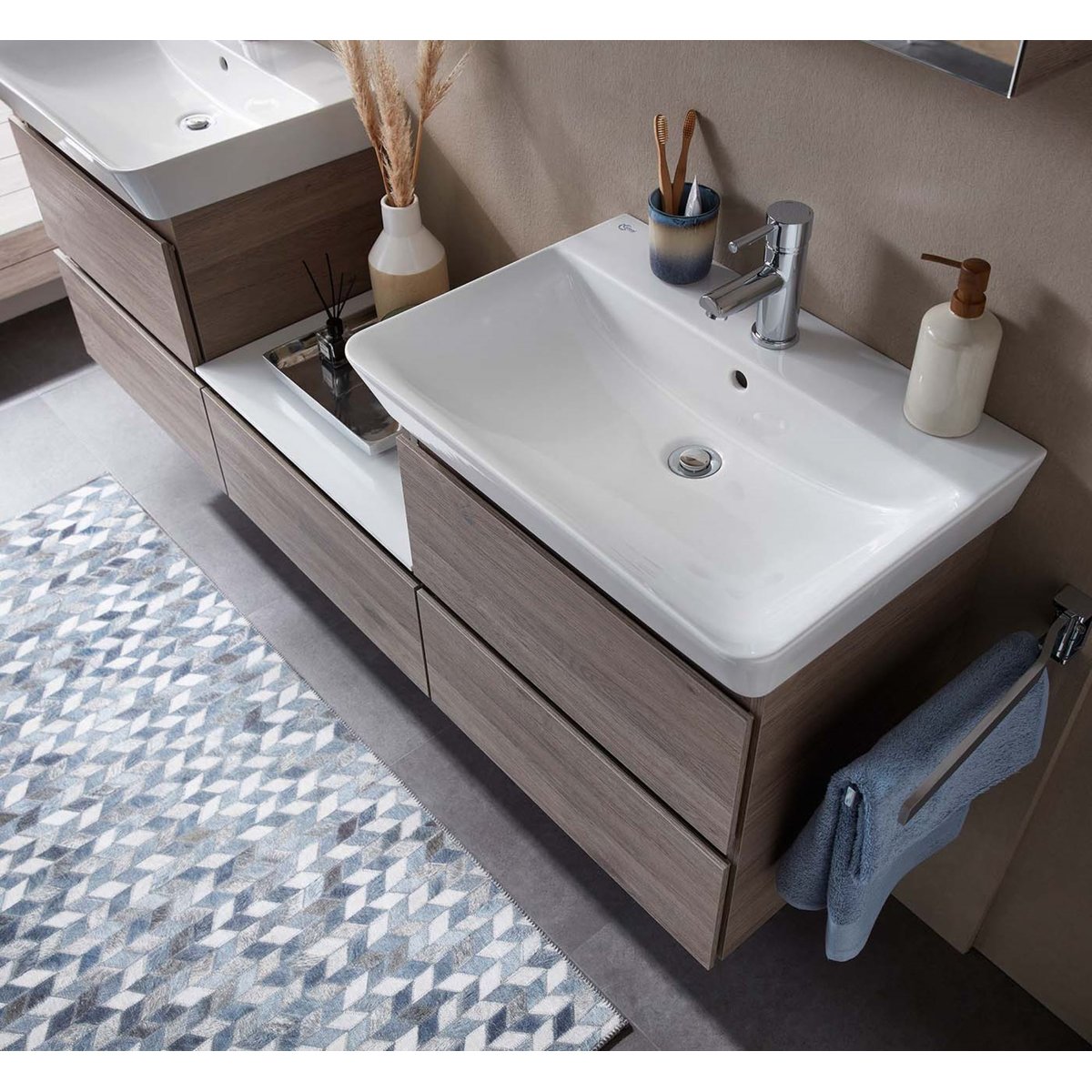 Tapis imprimé Serena, aspect cuir, plat bleu multicolore, GINO FALCONE