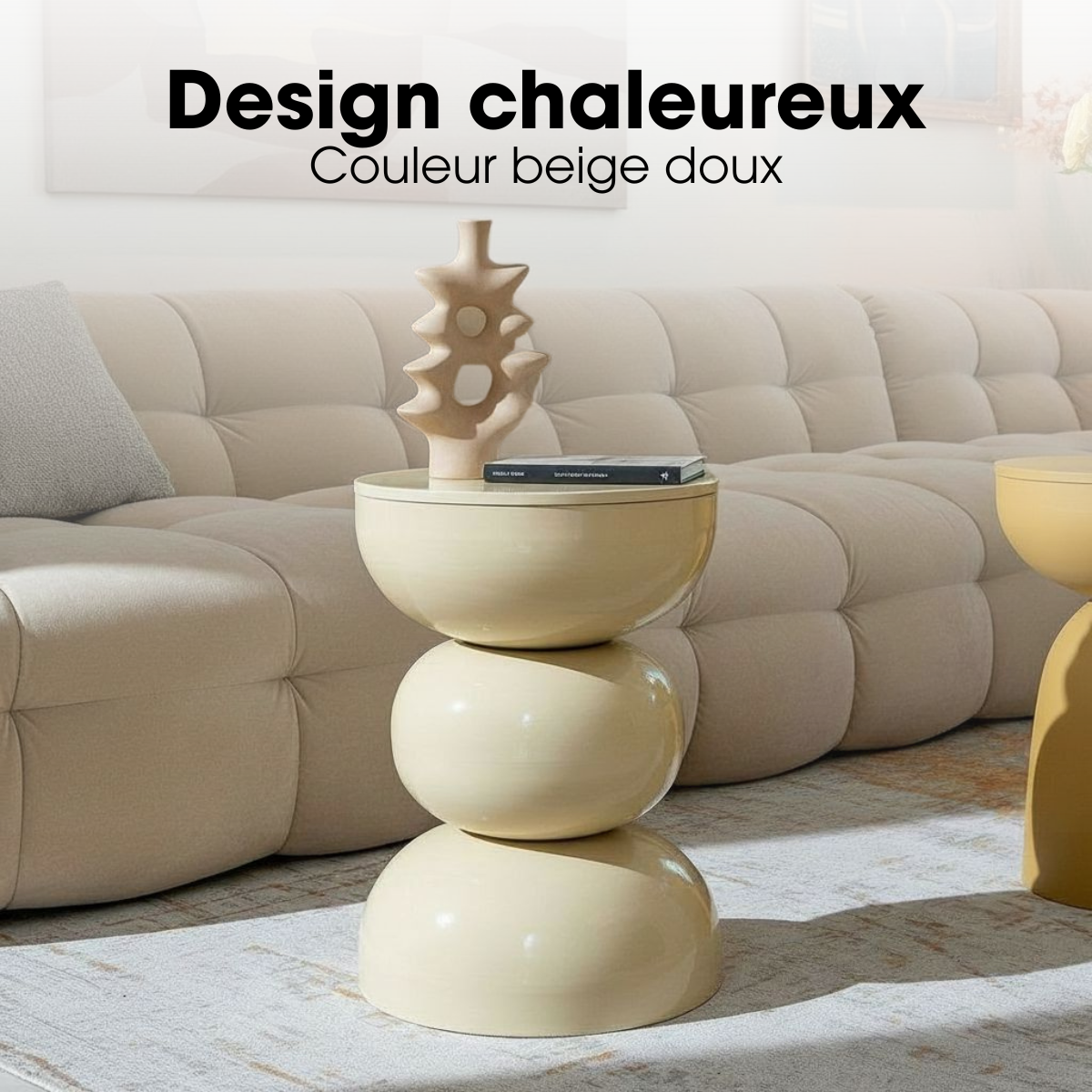 Table d'appoint LUNA beige, MICA DECORATIONS