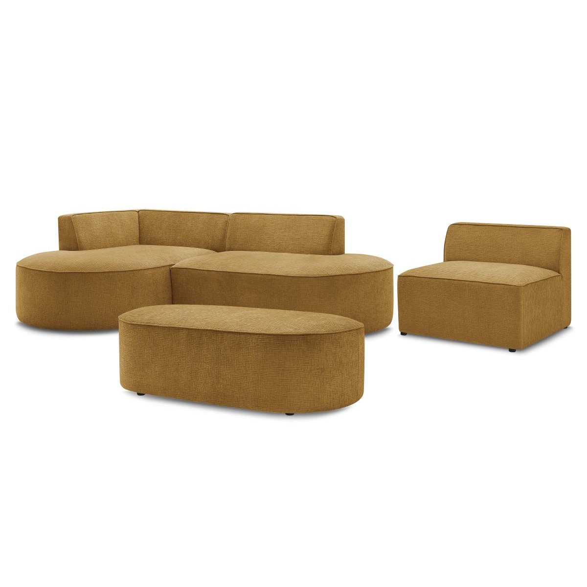 Canapé modulable 6 places en tissu texturé, ROUSSEAU jaune, BOBOCHIC