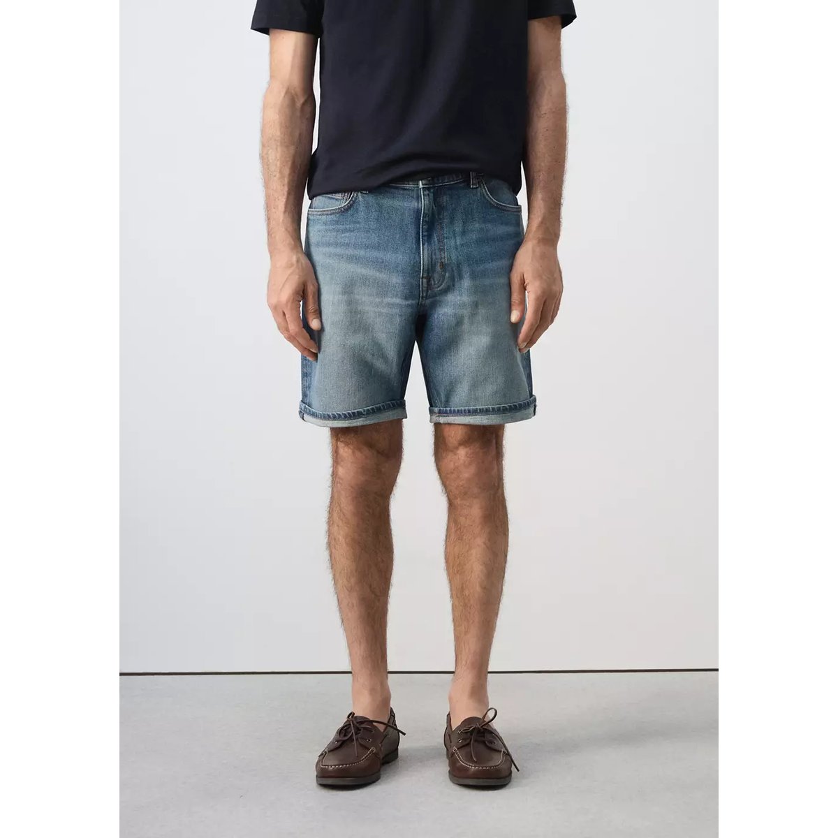Bermuda en jean slim fit bleu moyen, MANGO MAN