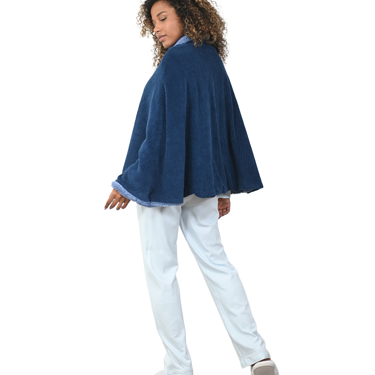 Pèlerine polaire côtelée ultra chaude NOTTING HILL denim, SENSEI MAISON