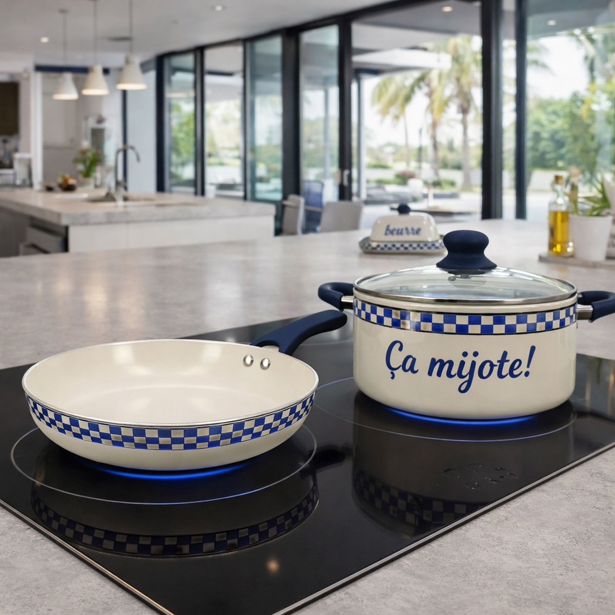 Faitout 24cm en aluminium recyclé, GINETTE bleu, MENASTYL
