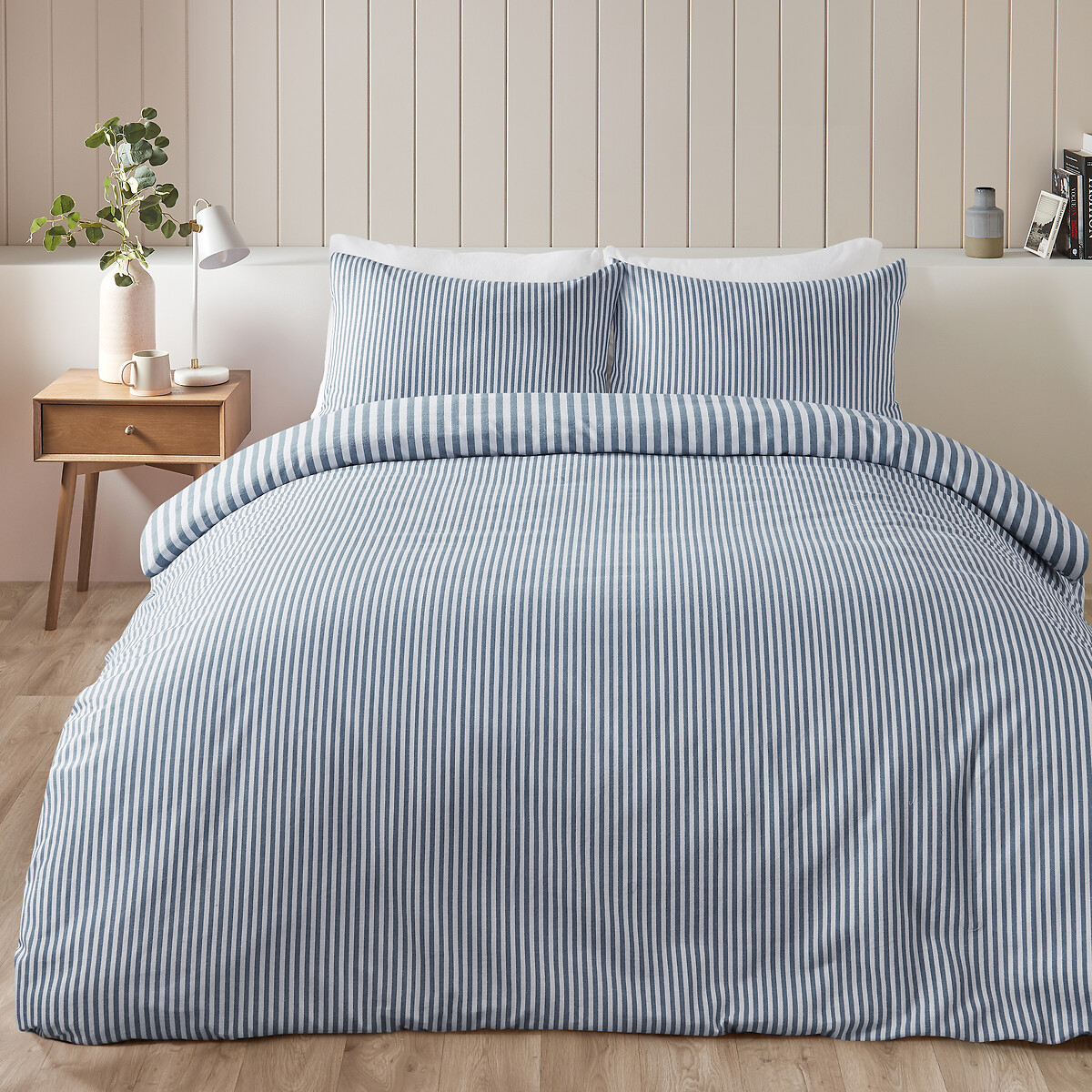 Brushed Stripe 100% Cotton Duvet Cover and Pillowcase Set blue, CATHERINE LANSFIELD