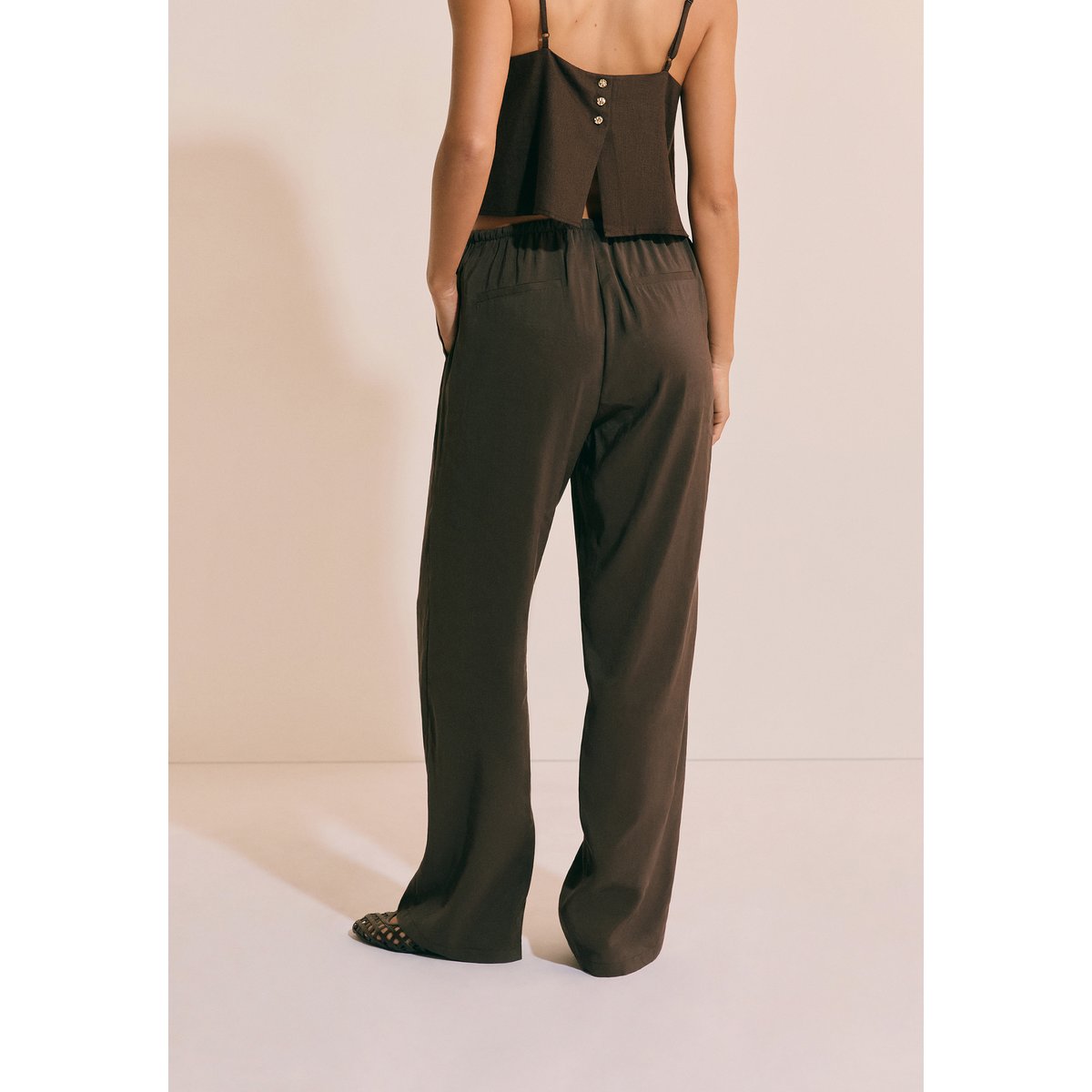 Pantalon fluide élastiqué PIETRO marron, ETAM