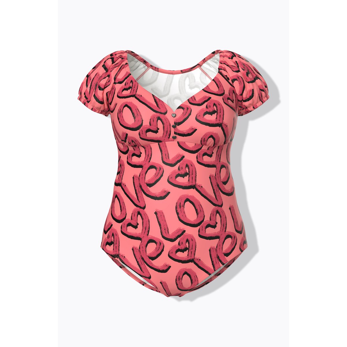 Maillot de bain imprimé Love corail, ULLA POPKEN
