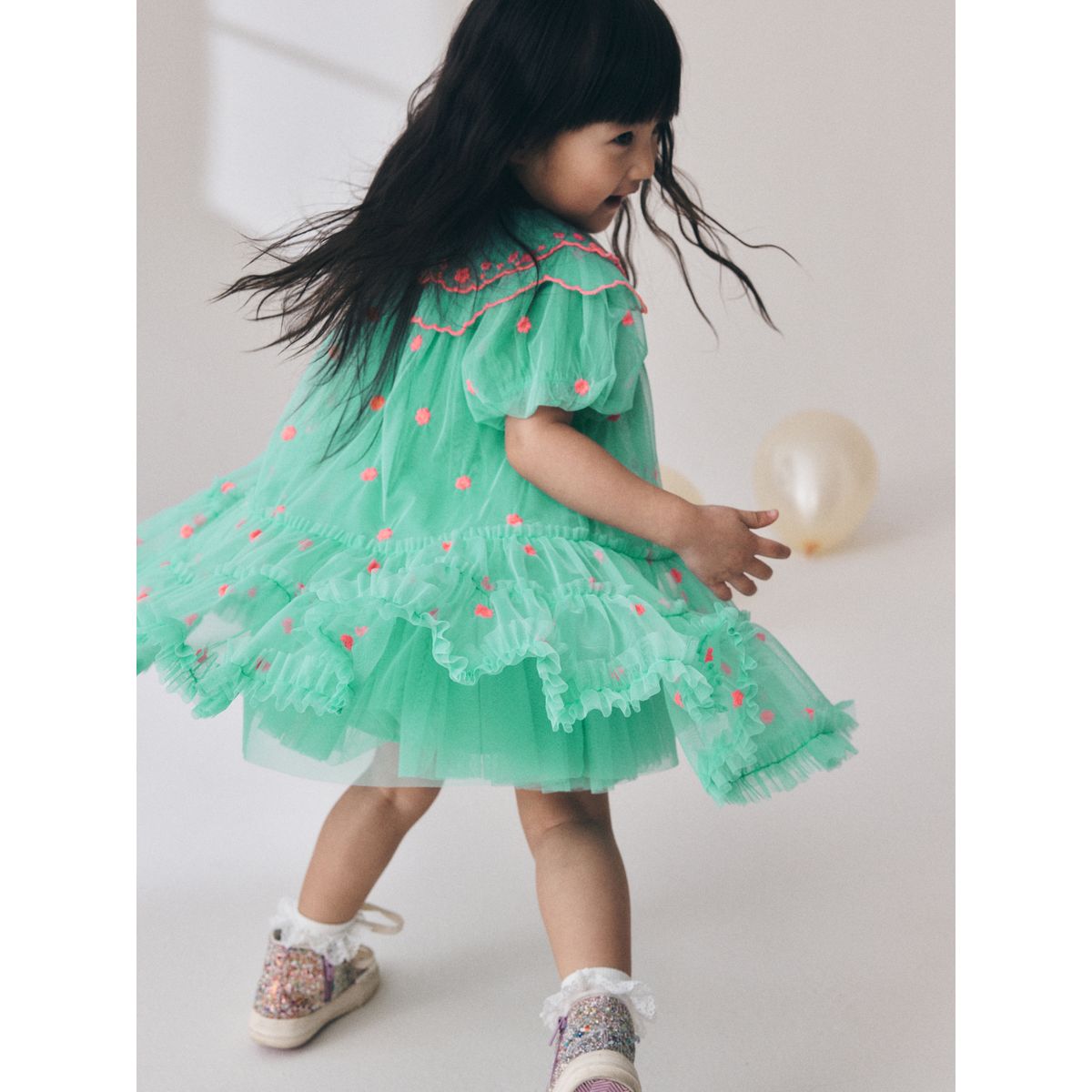 Robe en mesh brodée pour grandes occasions bleu sarcelle, NEXT