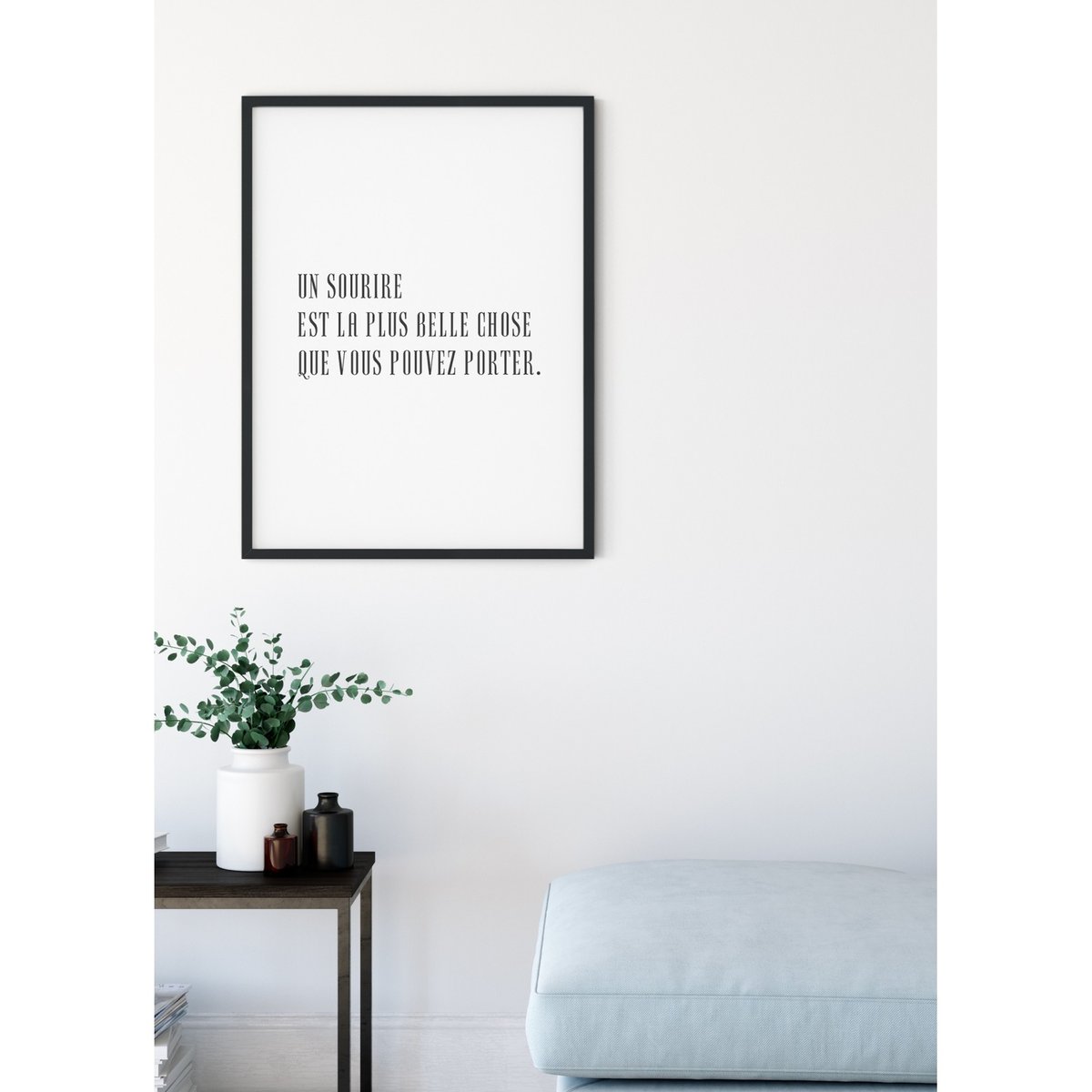 Affiche 'Un sourire est la seule chose...' blanc, L'AFFICHERIE