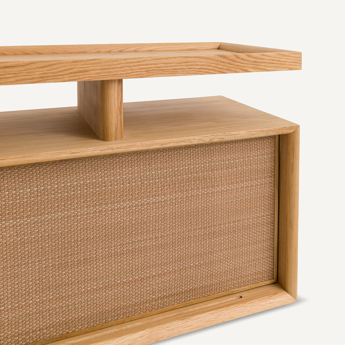 Credenza con console in rovere impiallacciato e pelle, Propono quercia naturale, AM.PM