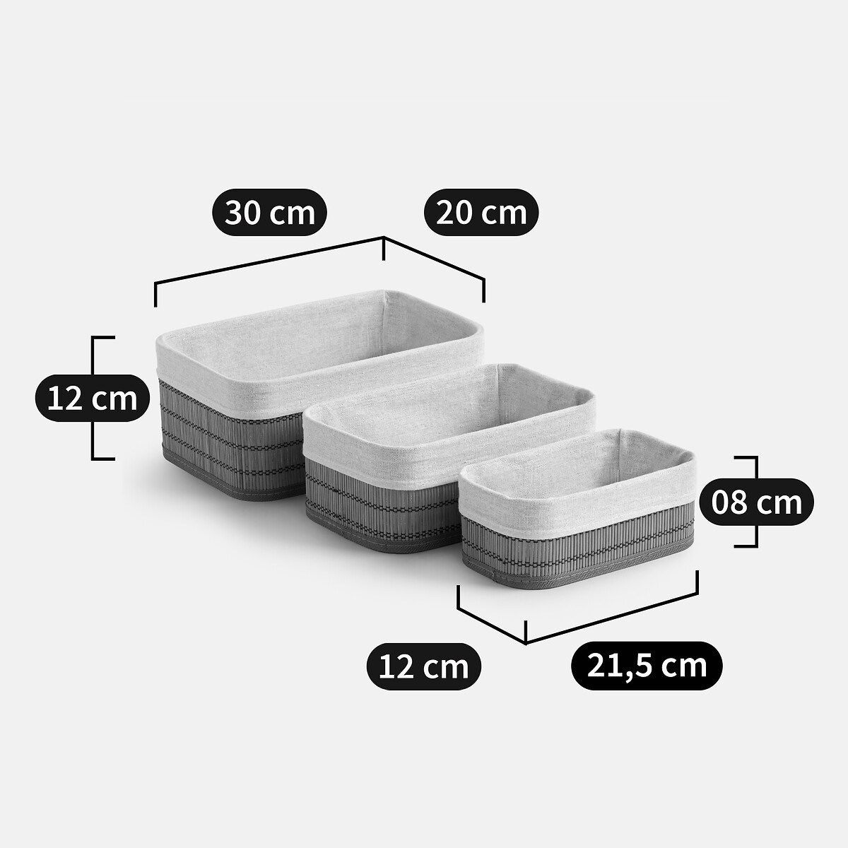 Juego de 3 cestas de bambú, YSIAN natural, LA REDOUTE INTERIEURS