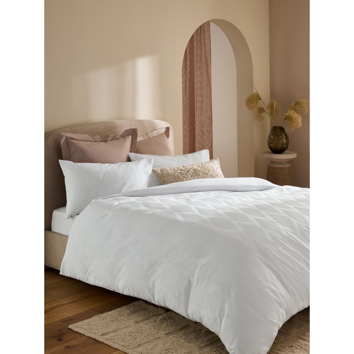 Parure housse de couette relief ondulé blanc, NEXT
