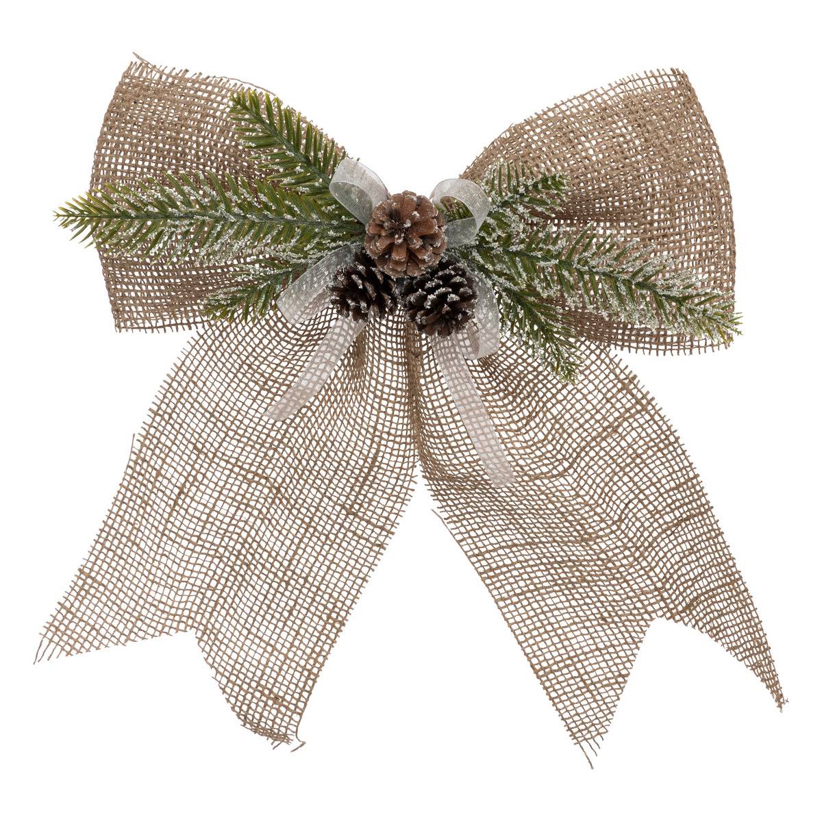 Nœud déco 33 x 38 cm jute beige, ATMOSPHERA