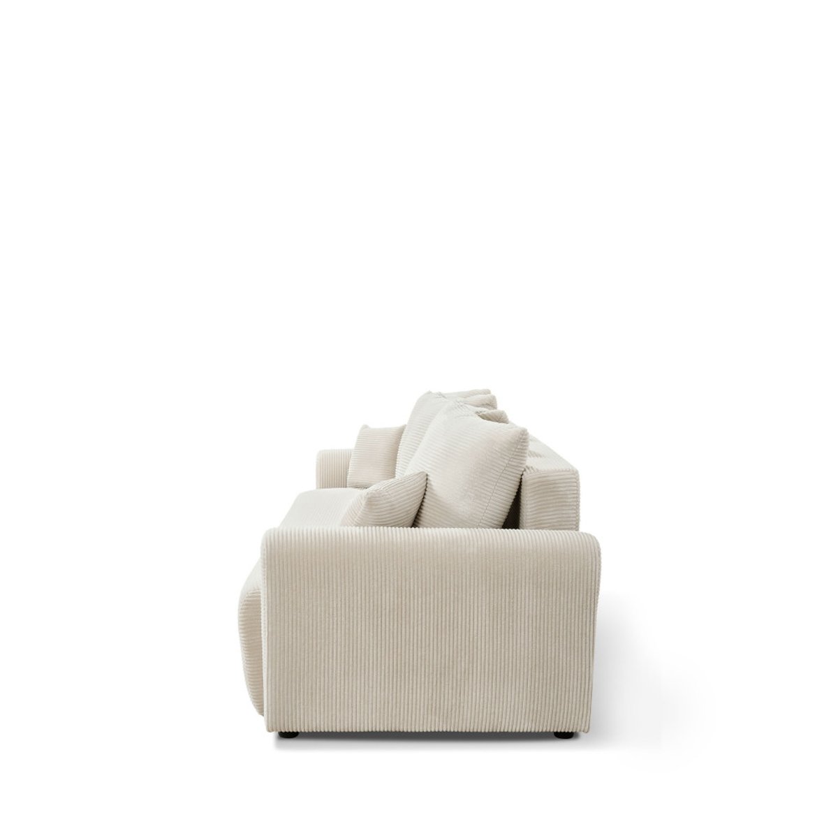 Canapé convertible 3 places en velours côtelé- POL beige, DRAWER