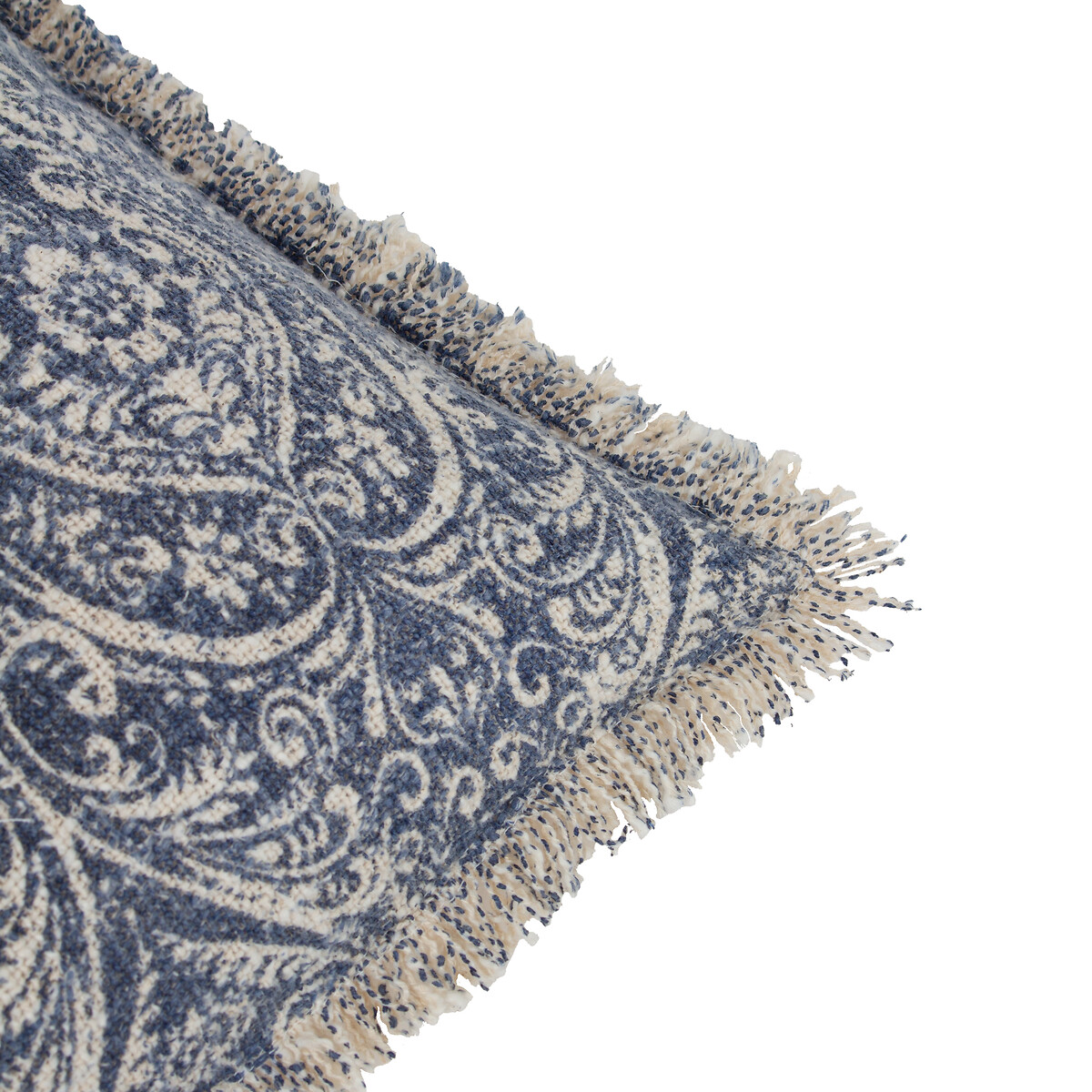 Durelle Damask Fringed Filled Cushion midnight blue, PAOLETTI
