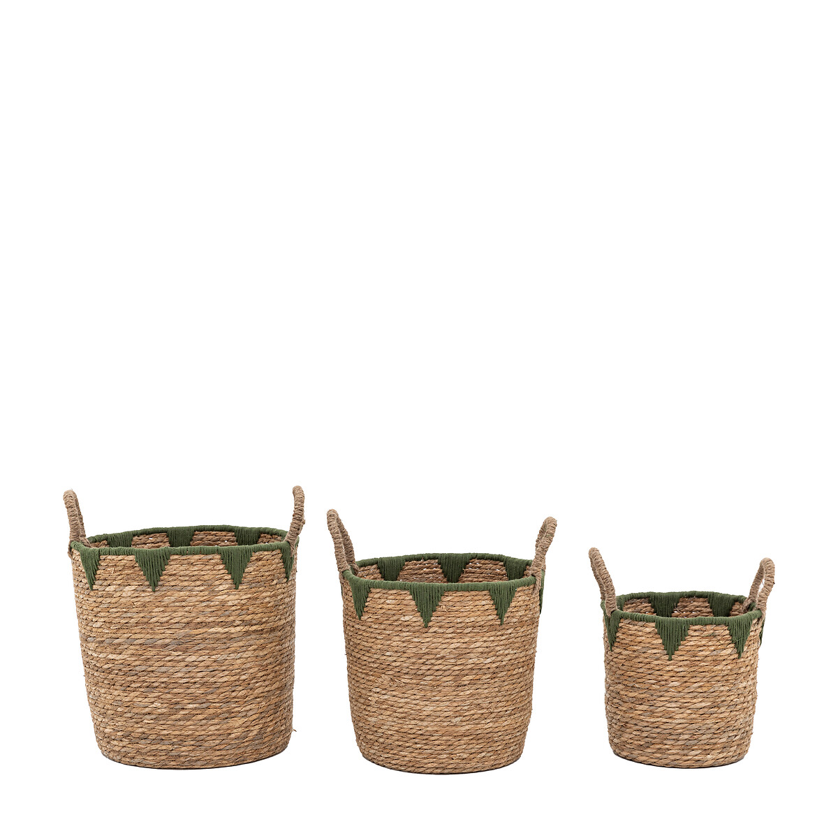 Set of 3 Brilley Baskets Natural and Green green, ÉDITÉ