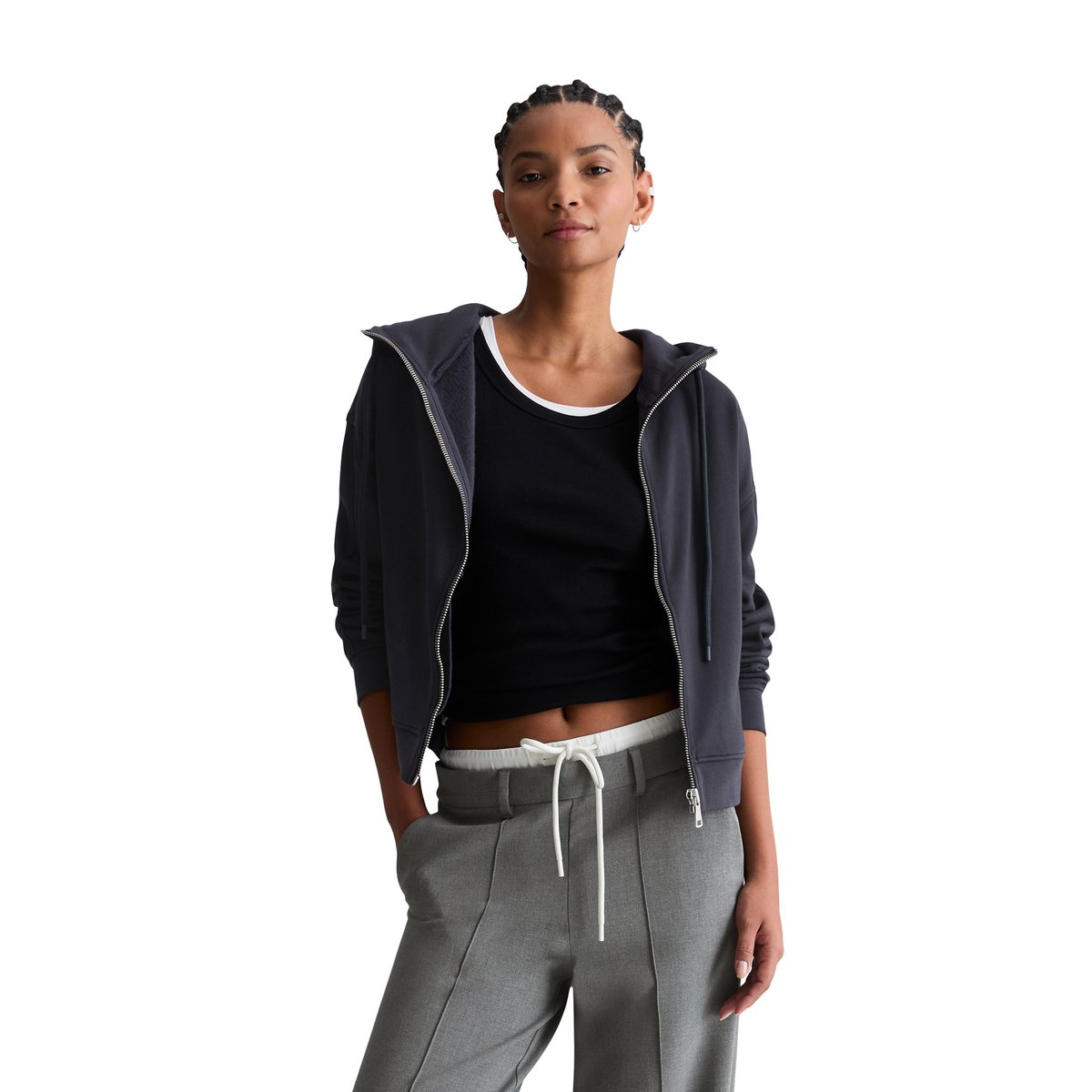 Sweat à capuche relaxed en coton organique bleu foncé, MARC O’POLO DENIM