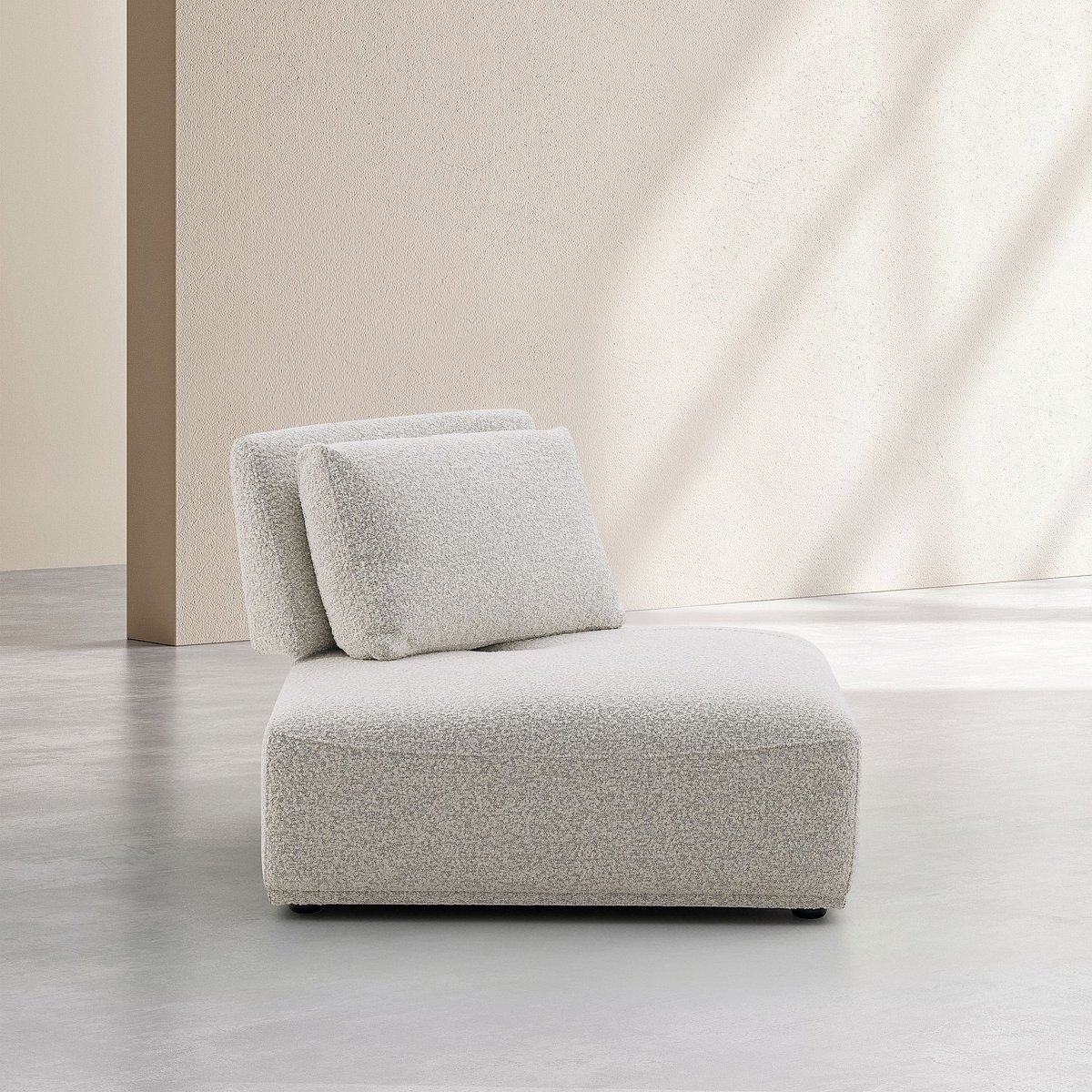 Fauteuil d'angle en tissu bouclette avec dossier avance-recule RUDOLF gris, HABITAT