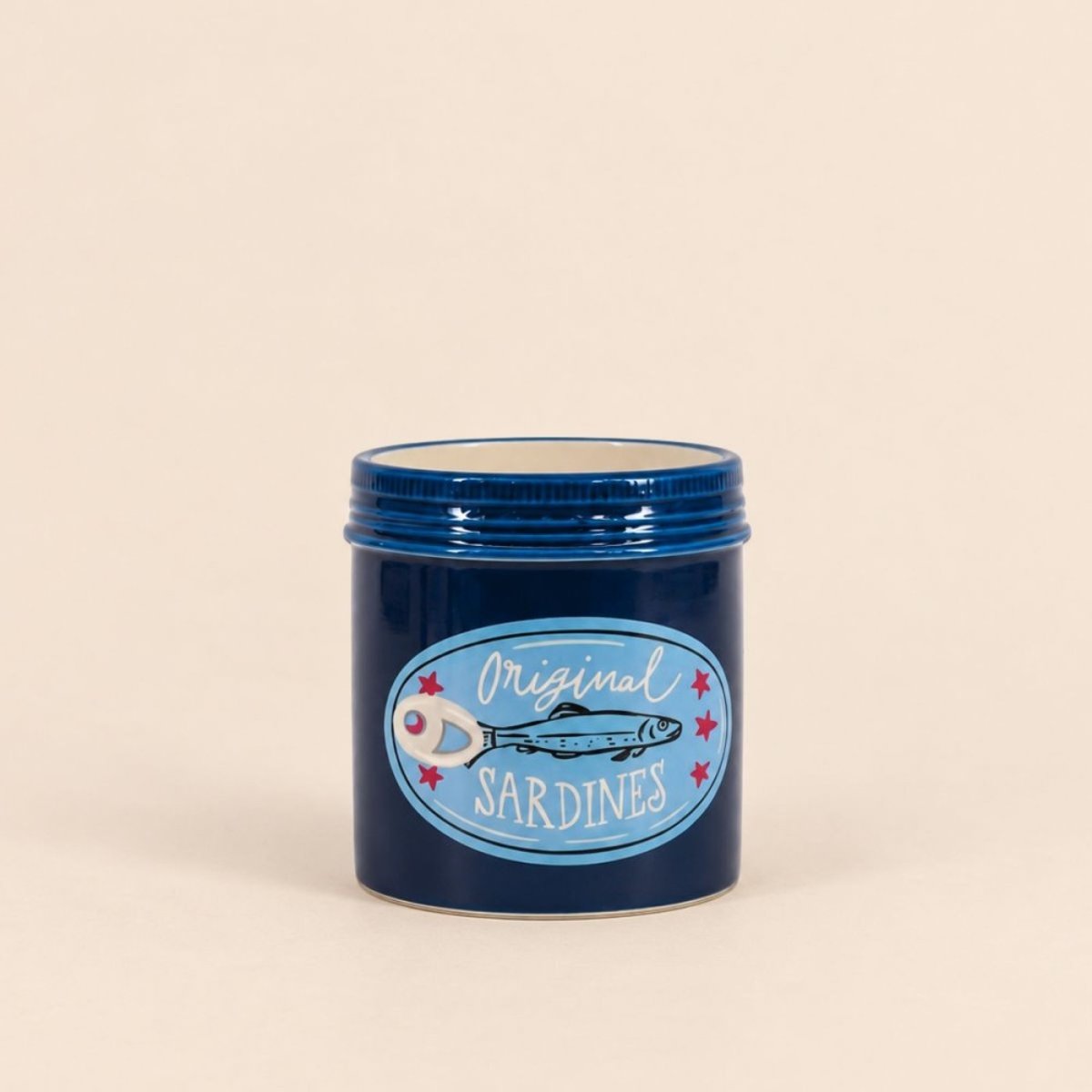 Vase en céramique sardines, H13cm bleu, ORNAMI