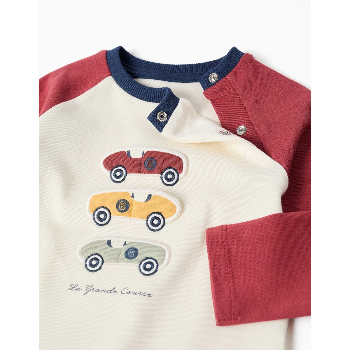 Pyjama à manches longues en coton avec voitures de course rouge foncé, ZIPPY