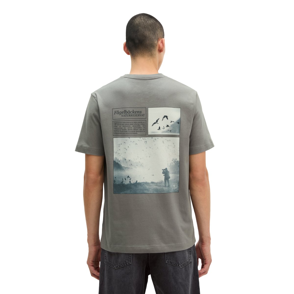 T-shirt regular en coton bio régénéré gris, MARC O'POLO