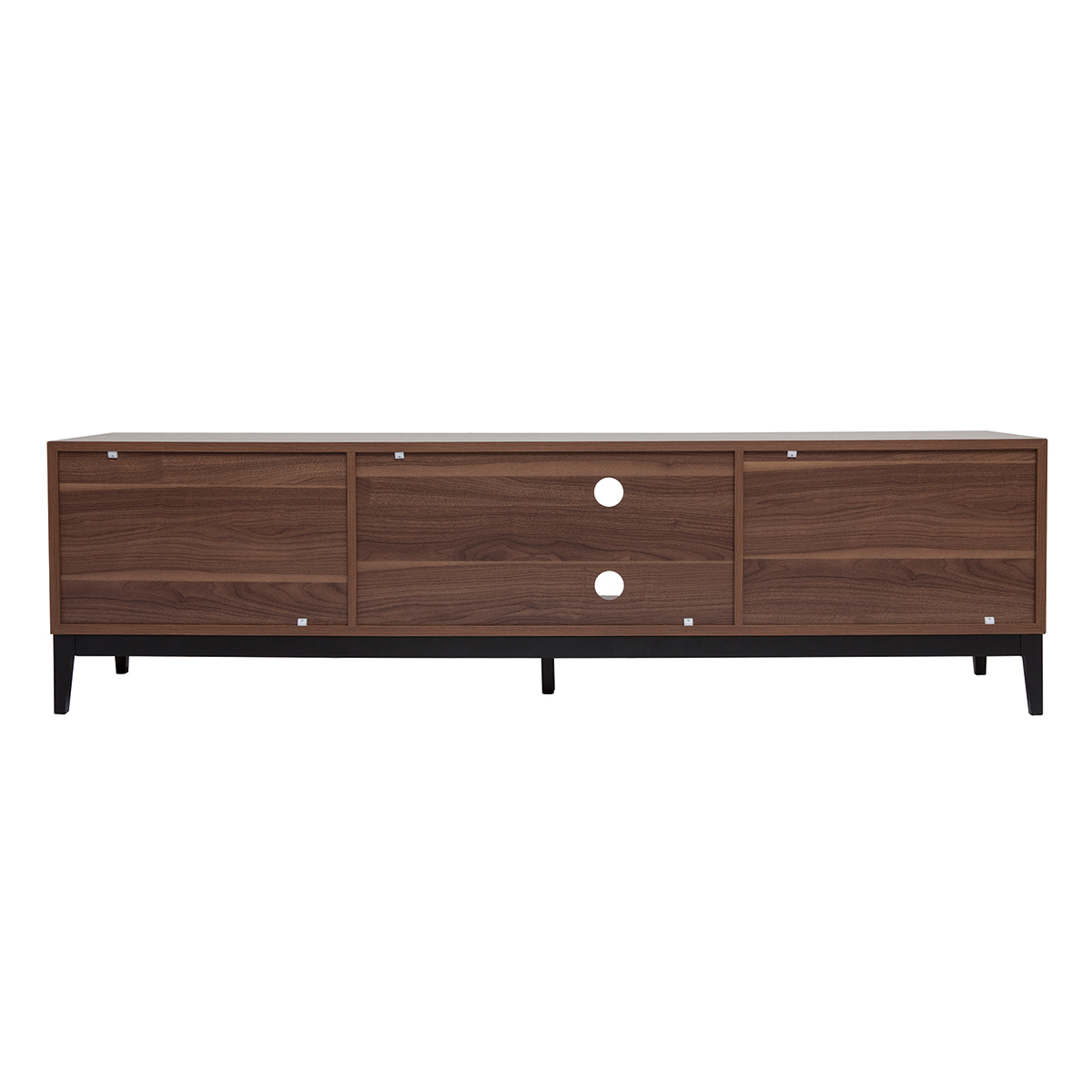 Meuble TV vintage finition bois foncé noyer et métal noir avec rangements L180 cm SARTO noyer, MILIBOO