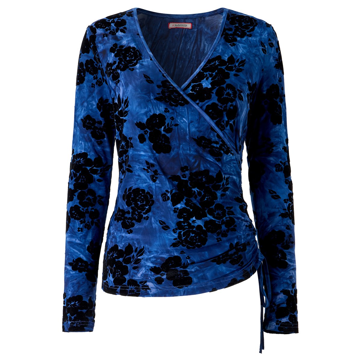 Henley Cache-Cœur en Jersey Floqué Effet Délavé bleu, JOE BROWNS