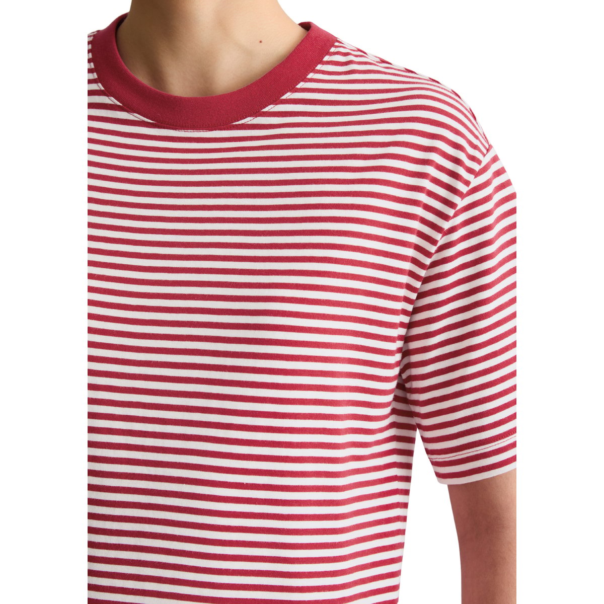 T-shirt à rayures regular en coton organique rouge, MARC O’POLO DENIM