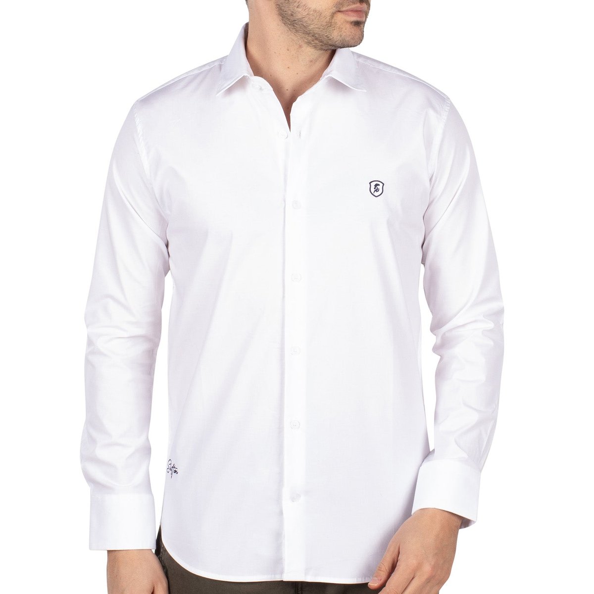 Chemise unie script blanc, SHILTON