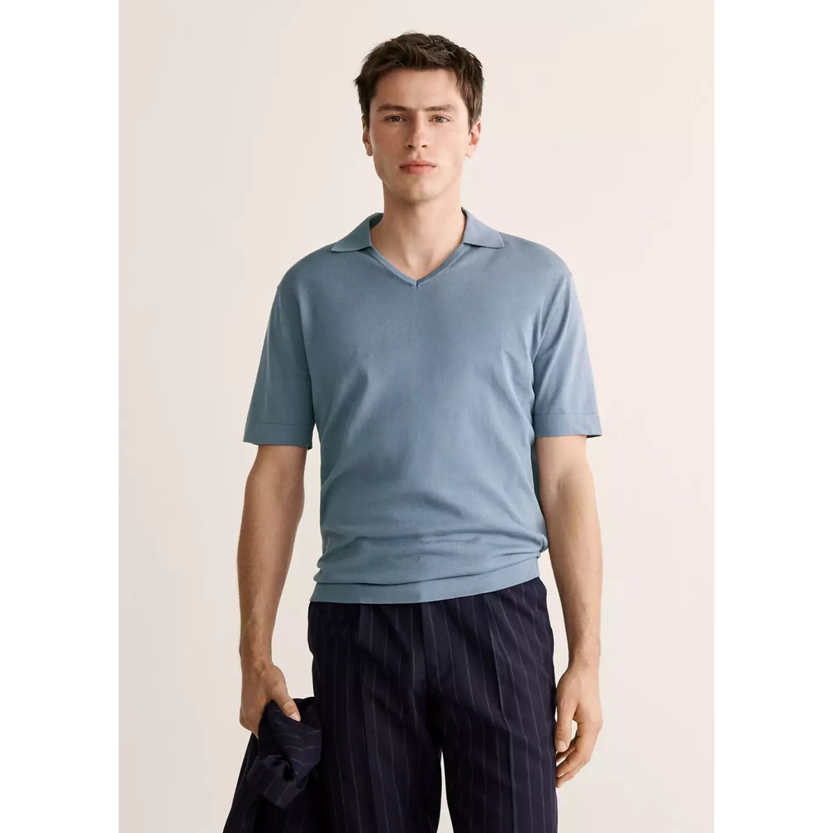 Polo maille fine coton bleu porcelaine, MANGO MAN