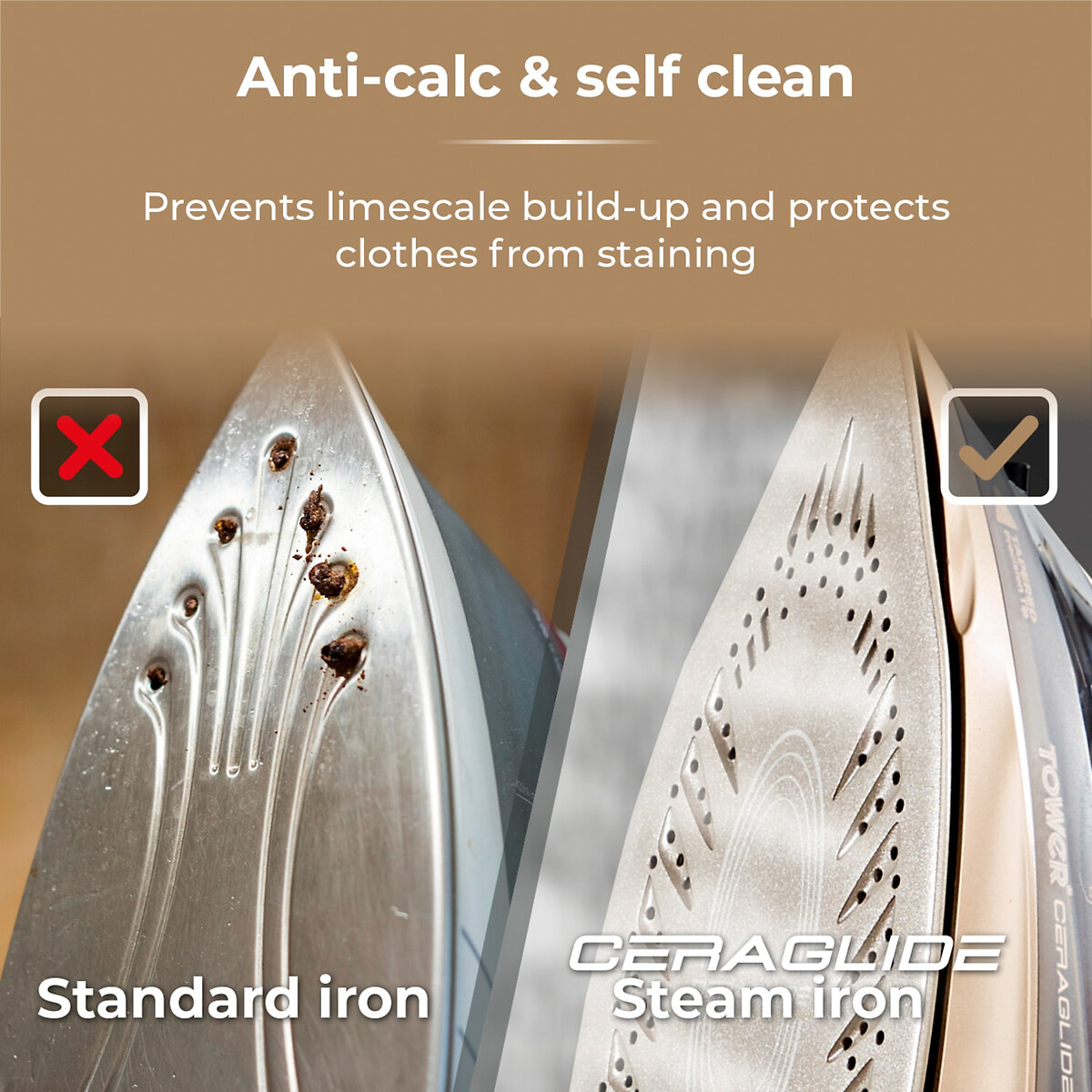CeraGlide 360 Cord/Cordless Steam Iron with Rapid Heat-Up and Recharge - T22022 black/gold, TOWER