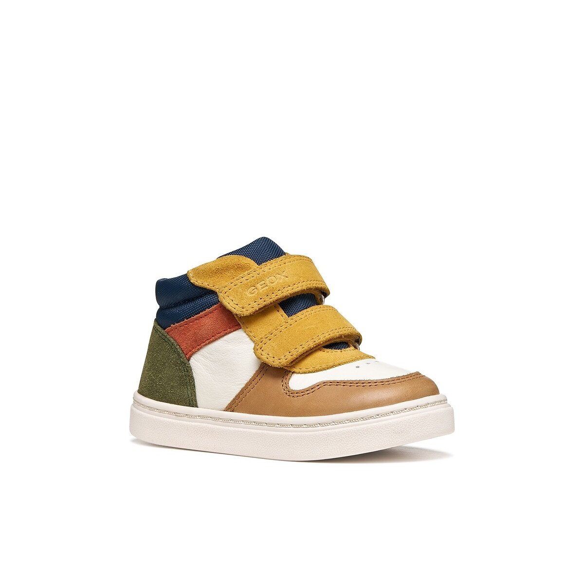 Baskets à scratchs, NASHIK blanc/cognac, GEOX